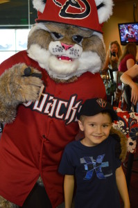 Foundation volunteers and their families were excited to get up close and personal with the D-backs mascot, Baxter.